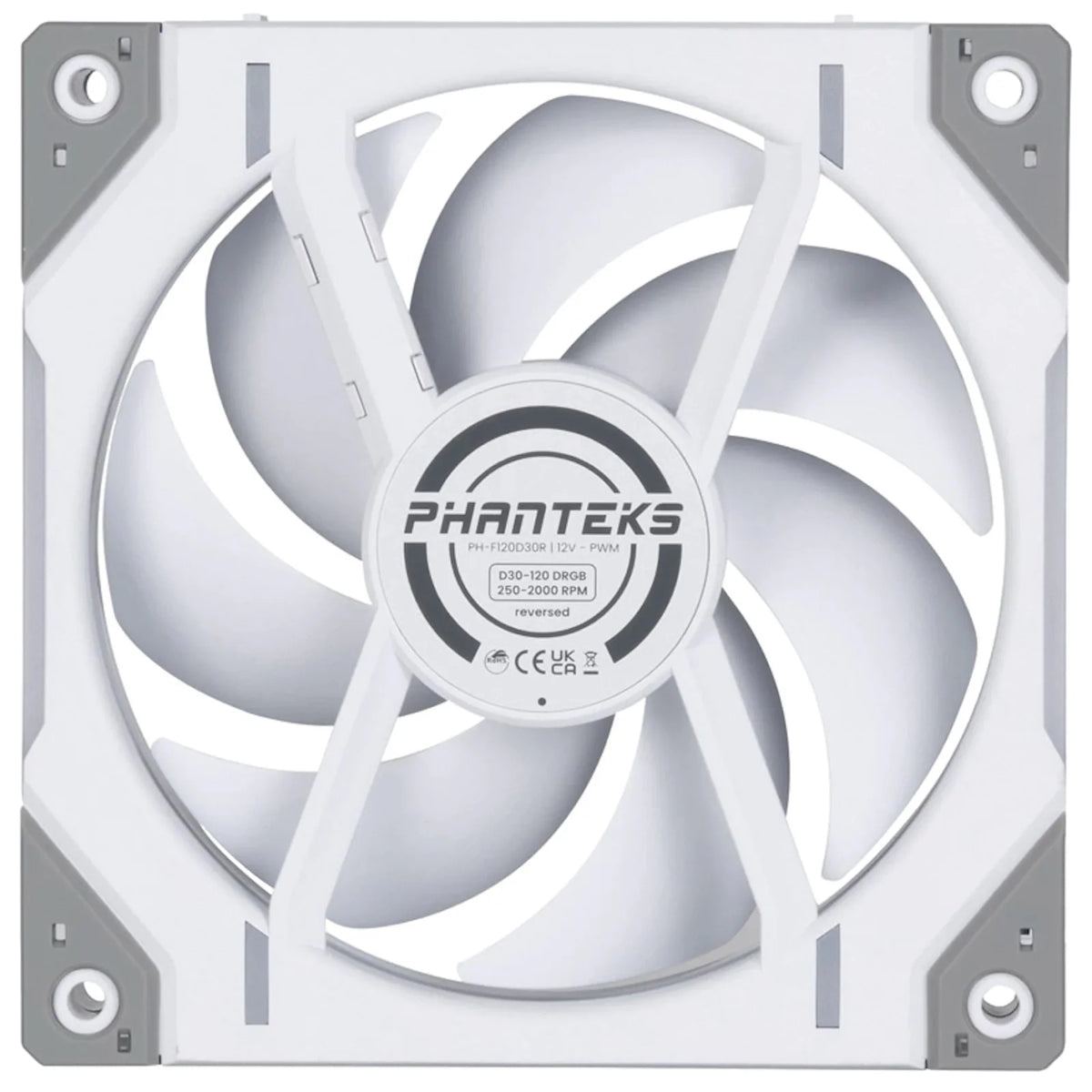Phanteks D30 White Reverse Airflow D-RGB 120mm PWM Fans Triple Pack