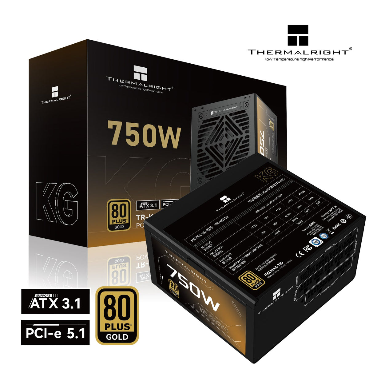 750W Thermalright KG-750 Black ATX 3.1 Gold Modular PSU