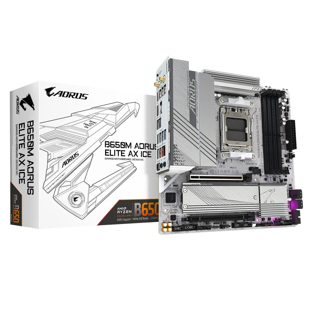 Gigabyte B650M Aorus Elite AX ICE mATX AM5 Motherboard