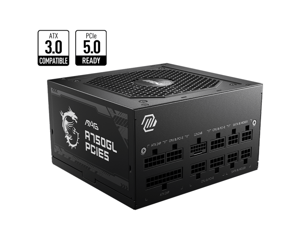 750W MSI MAG A750GL PCIE5 ATX 3.0 Gold Modular PSU