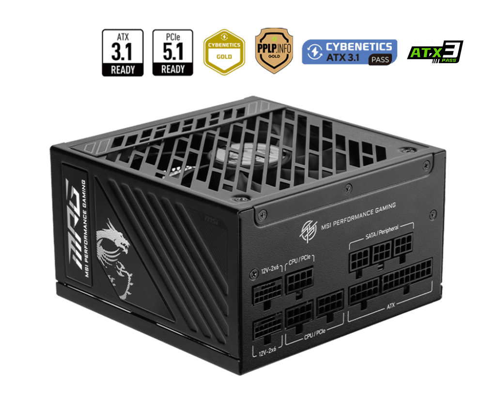 850W MSI MPG A850GS PCIE5 ATX 3.1 Gold Modular PSU