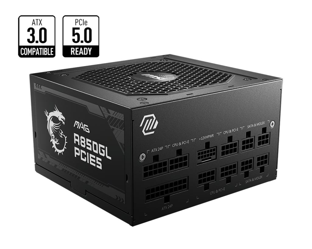 850W MSI MAG A850GL PCIE5 ATX 3.0 Gold Modular PSU