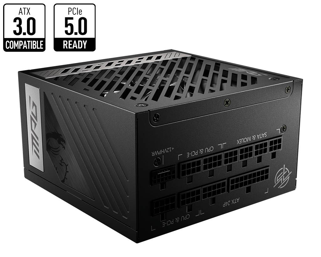 850W MSI MPG A850G PCIe5 ATX 3.0 Gold Modular PSU