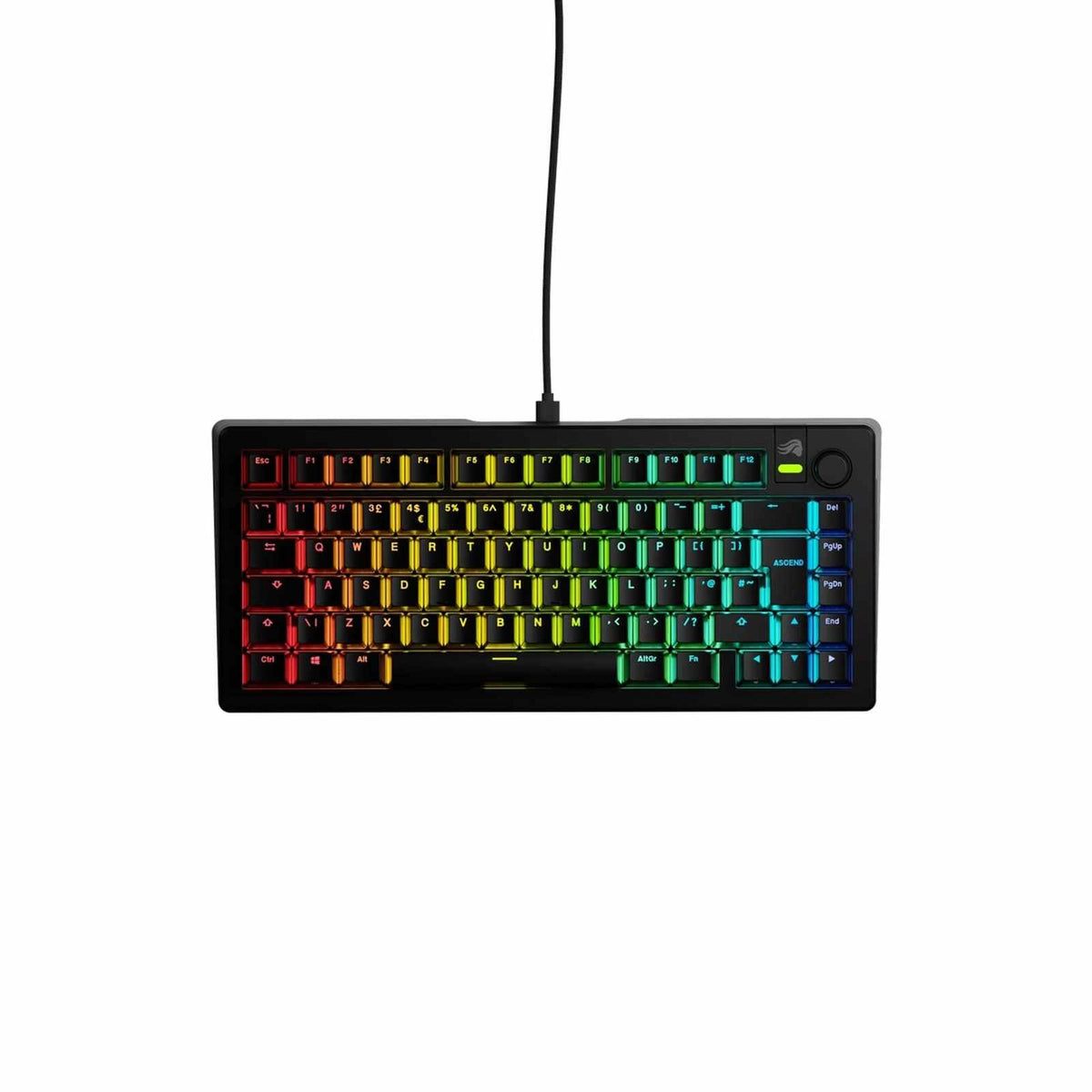 Glorious GMMK 3 HE 75% Prebuilt Wired Gaming Keyboard Fox HE Switches Black - UK Layout
