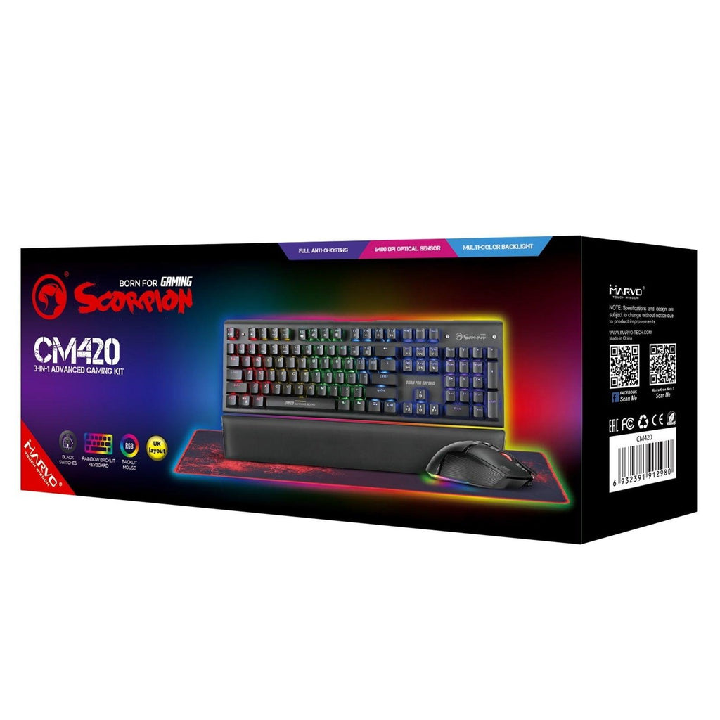 Marvo Scorpion CM420 3-in-1 Keyboard Mouse & Mouse Mat Bundle