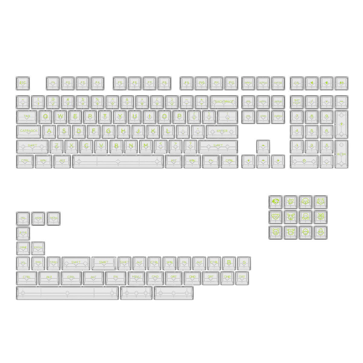 Akko Full Transparent Green Character ASA Profile Keycaps
