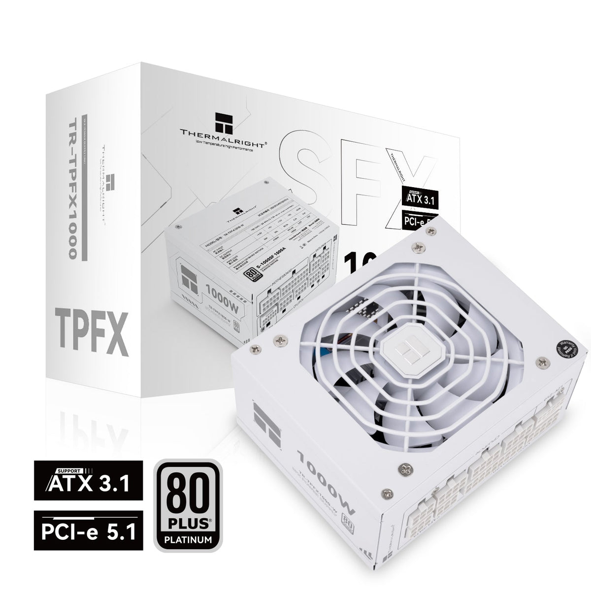 1000W Thermalright TPFX-1000-W White ATX 3.1 Platinum Modular SFX PSU