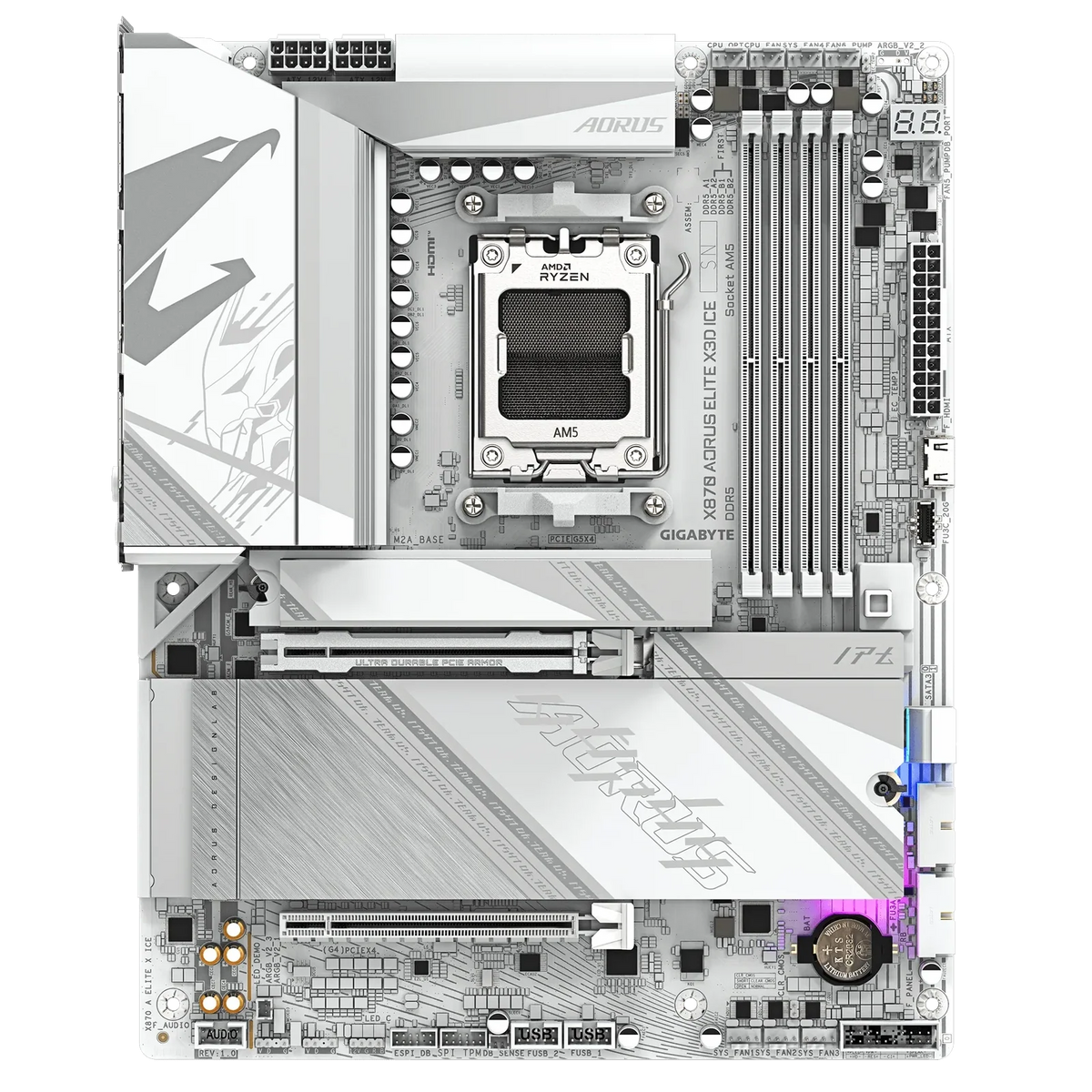Gigabyte X870 Aorus Elite X3D Ice ATX AM5 Motherboard