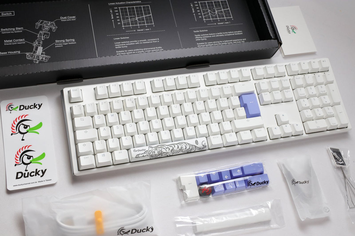 Ducky One 3 Pure White UK ISO RGB Cherry MX Silent Red