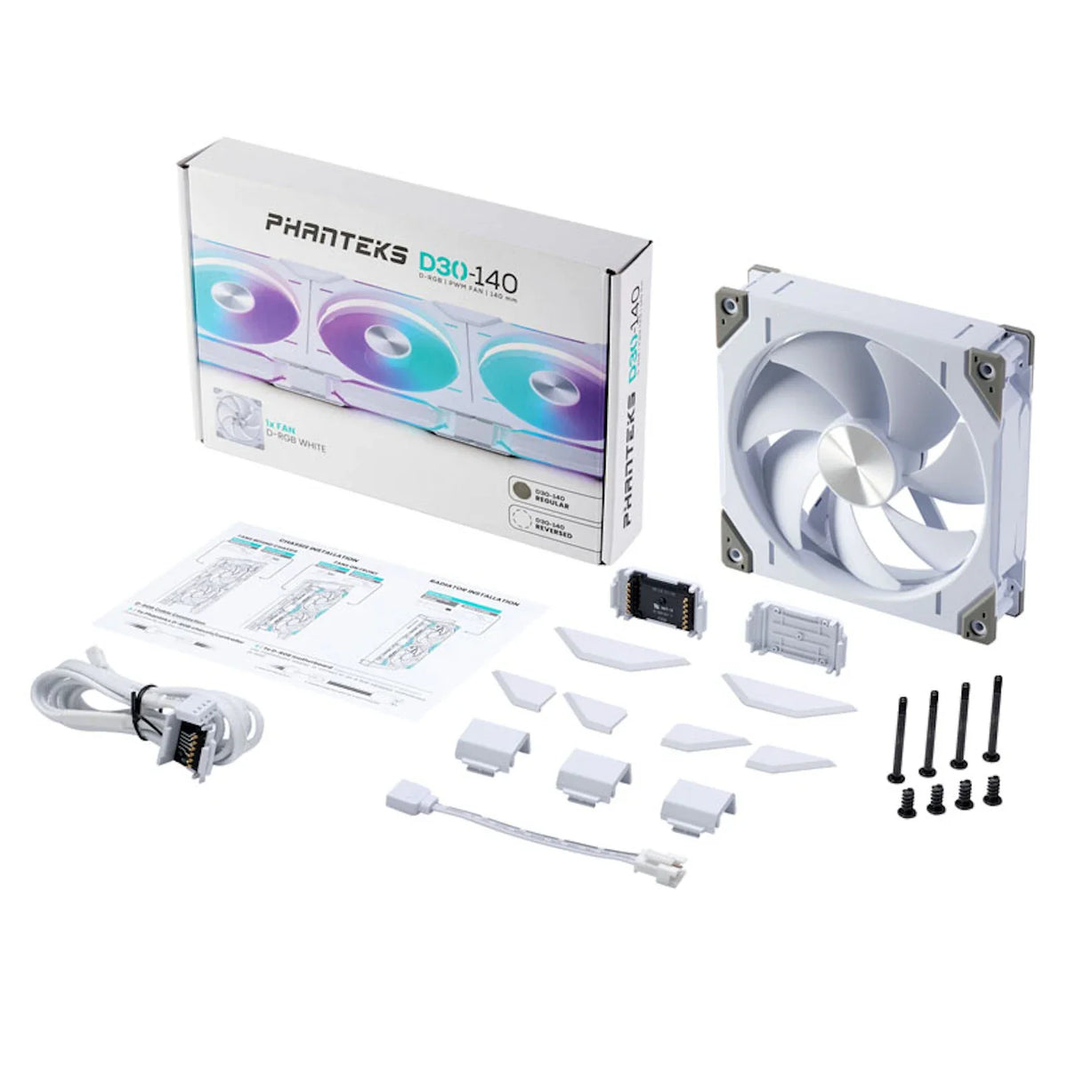 Phanteks D30 White D-RGB 140mm PWM Fan