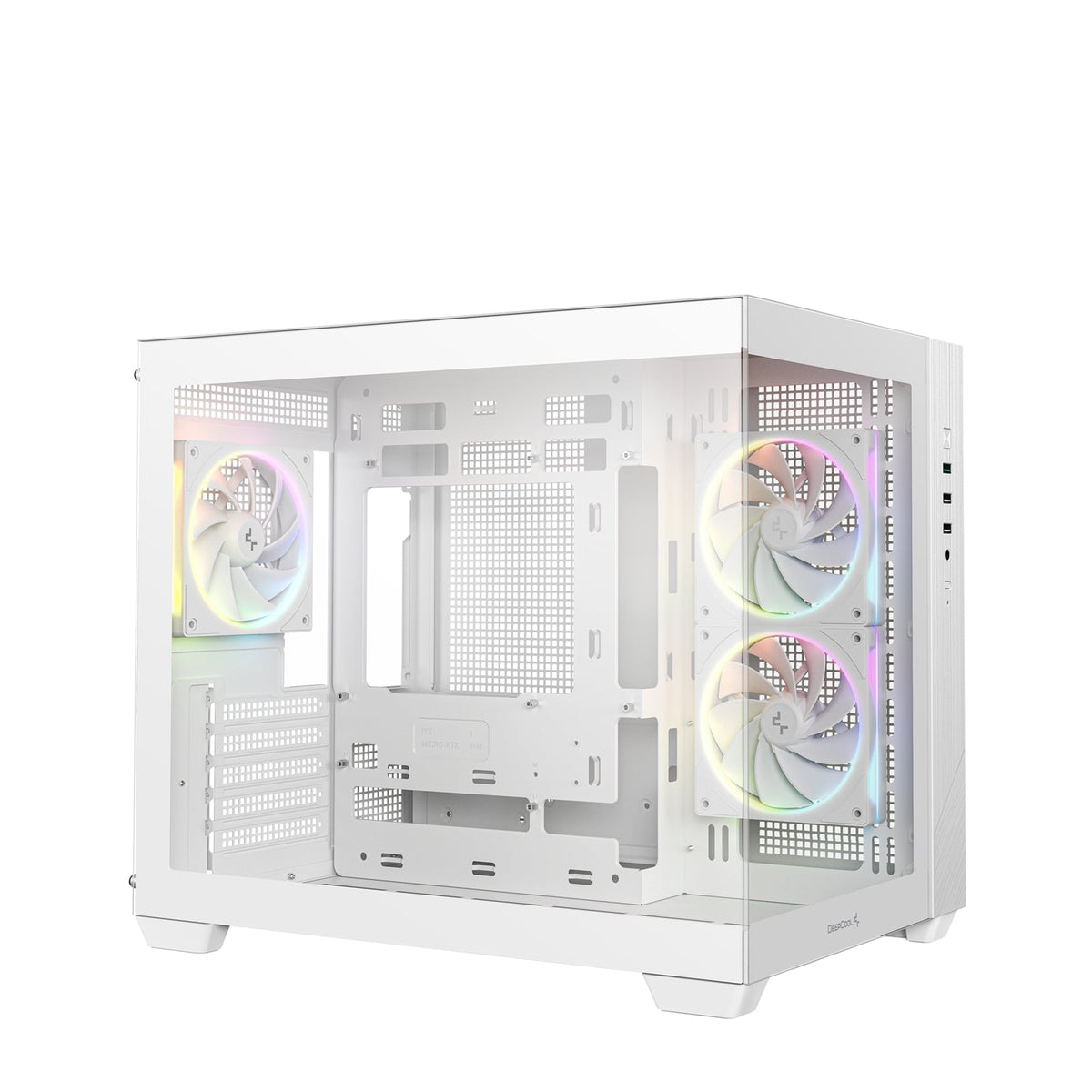 DeepCool CG330 3F ARGB White Dual-Chamber Micro-ATX Tower Case