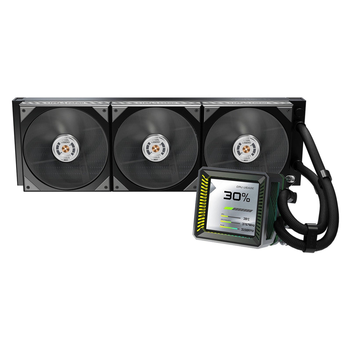 ASRock Steel Legend Dark 360 LCD AIO Liquid CPU Cooler