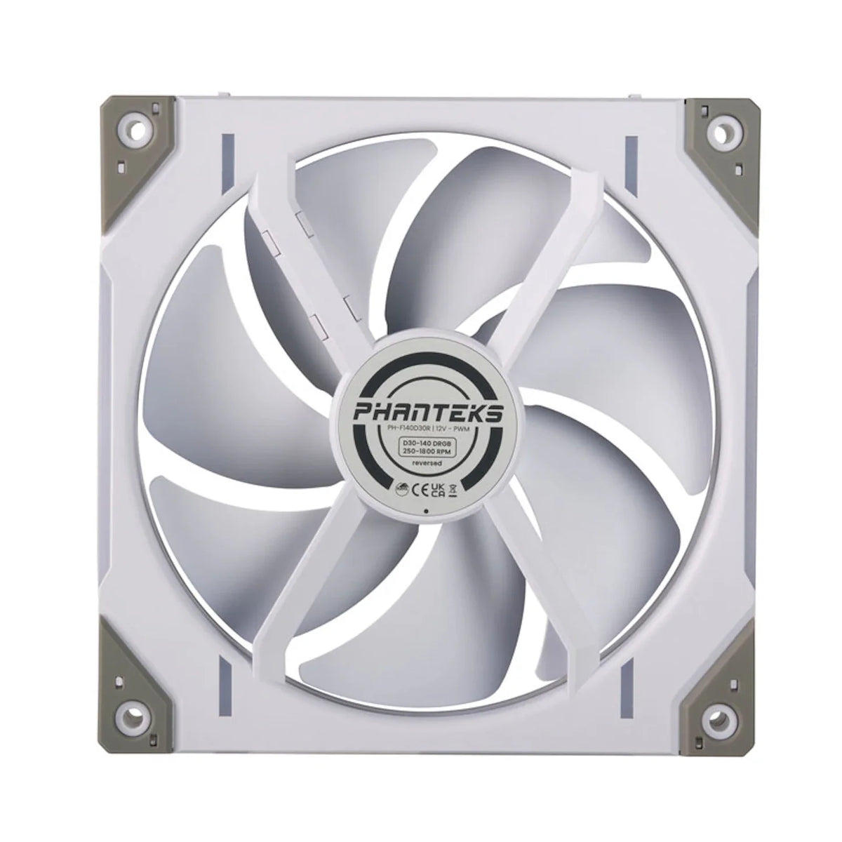 Phanteks D30 White Reverse Airflow D-RGB 140mm PWM Fan