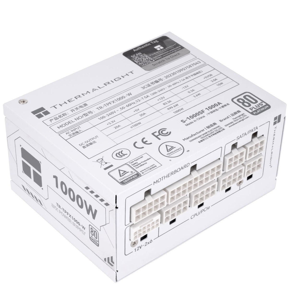 1000W Thermalright TPFX-1000-W White ATX 3.1 Platinum Modular SFX PSU