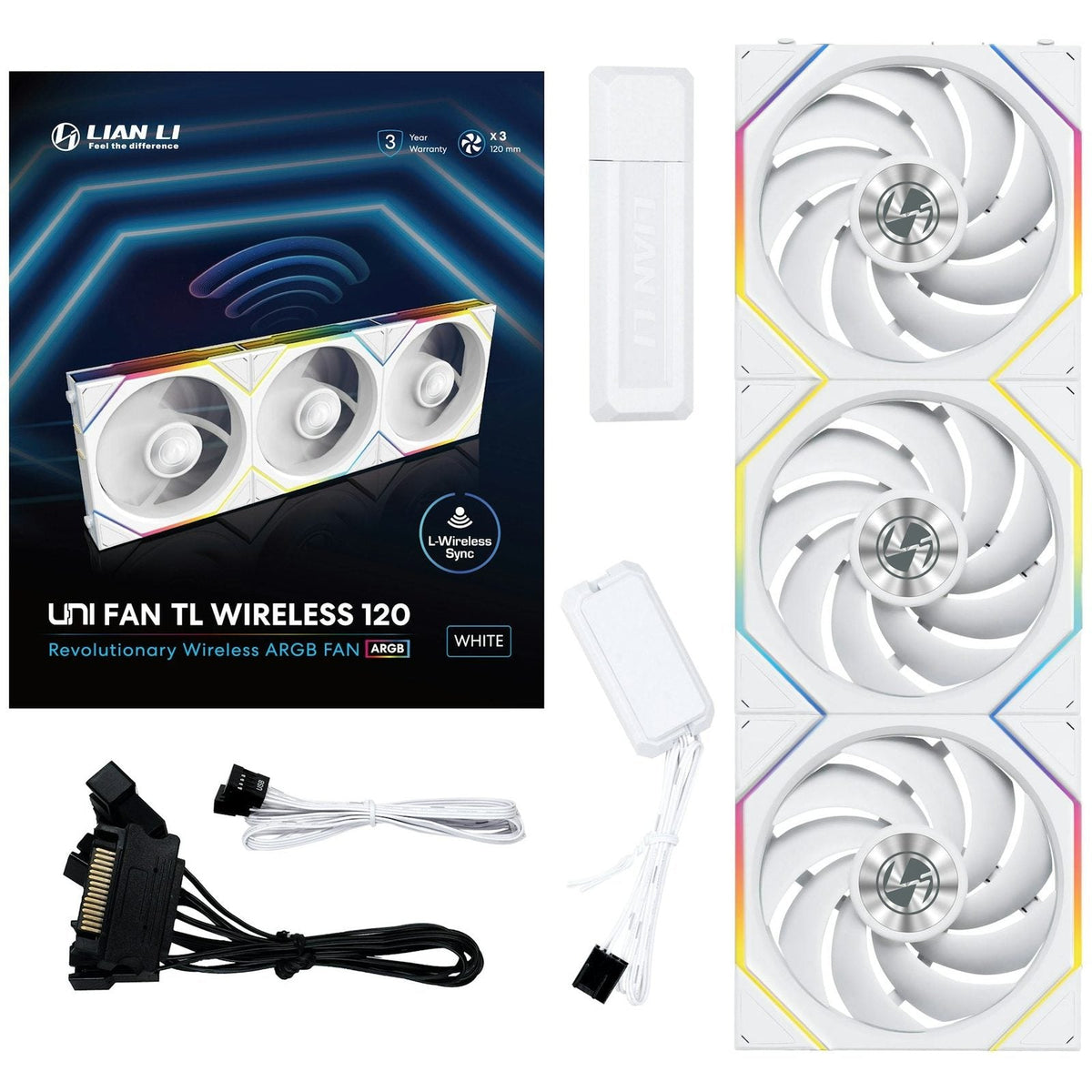 Lian-Li UNI FAN TL120 Wireless ARGB White 120mm Triple Pack