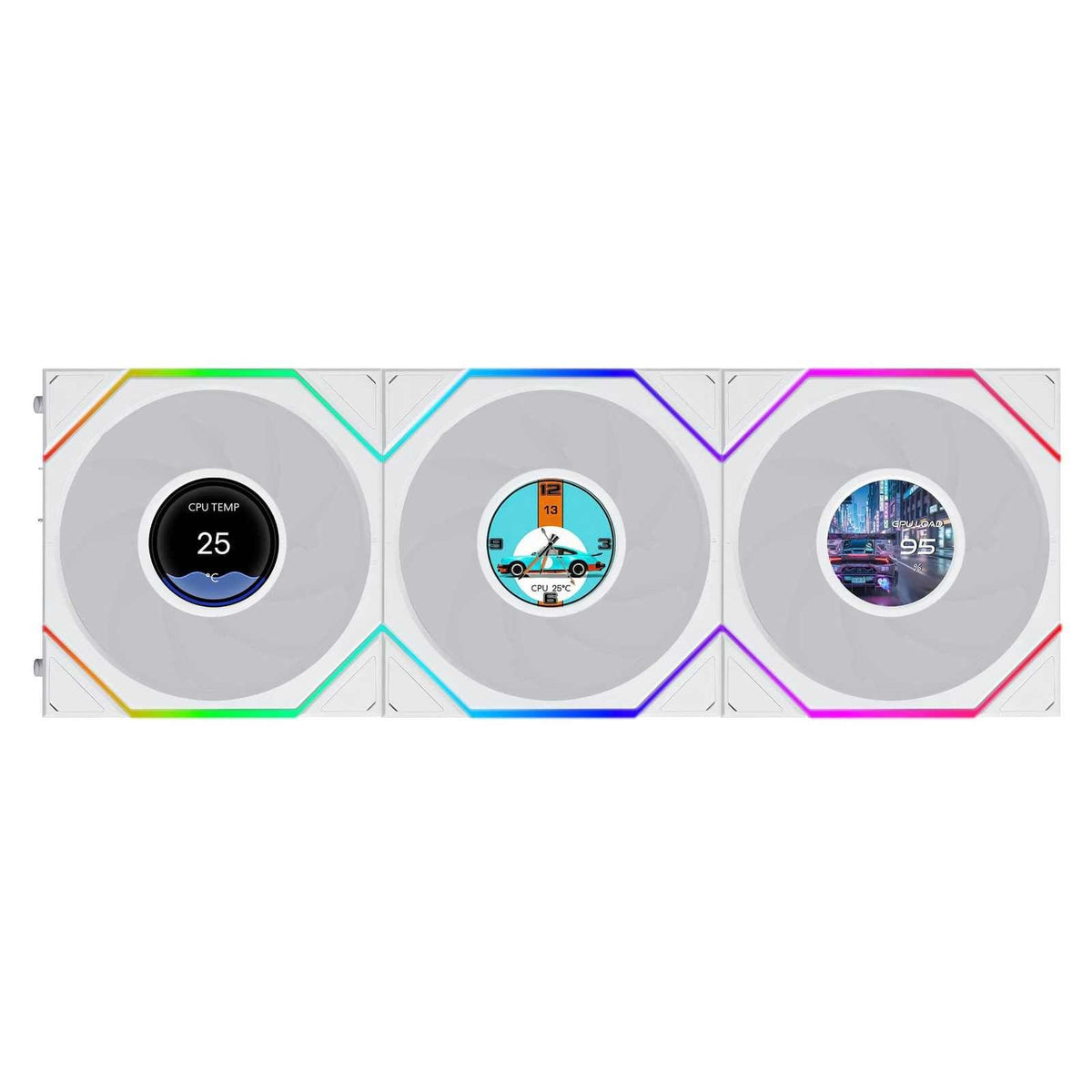 Lian Li UNI FAN TL LCD FLEX 120mm Triple Fan Pack - White