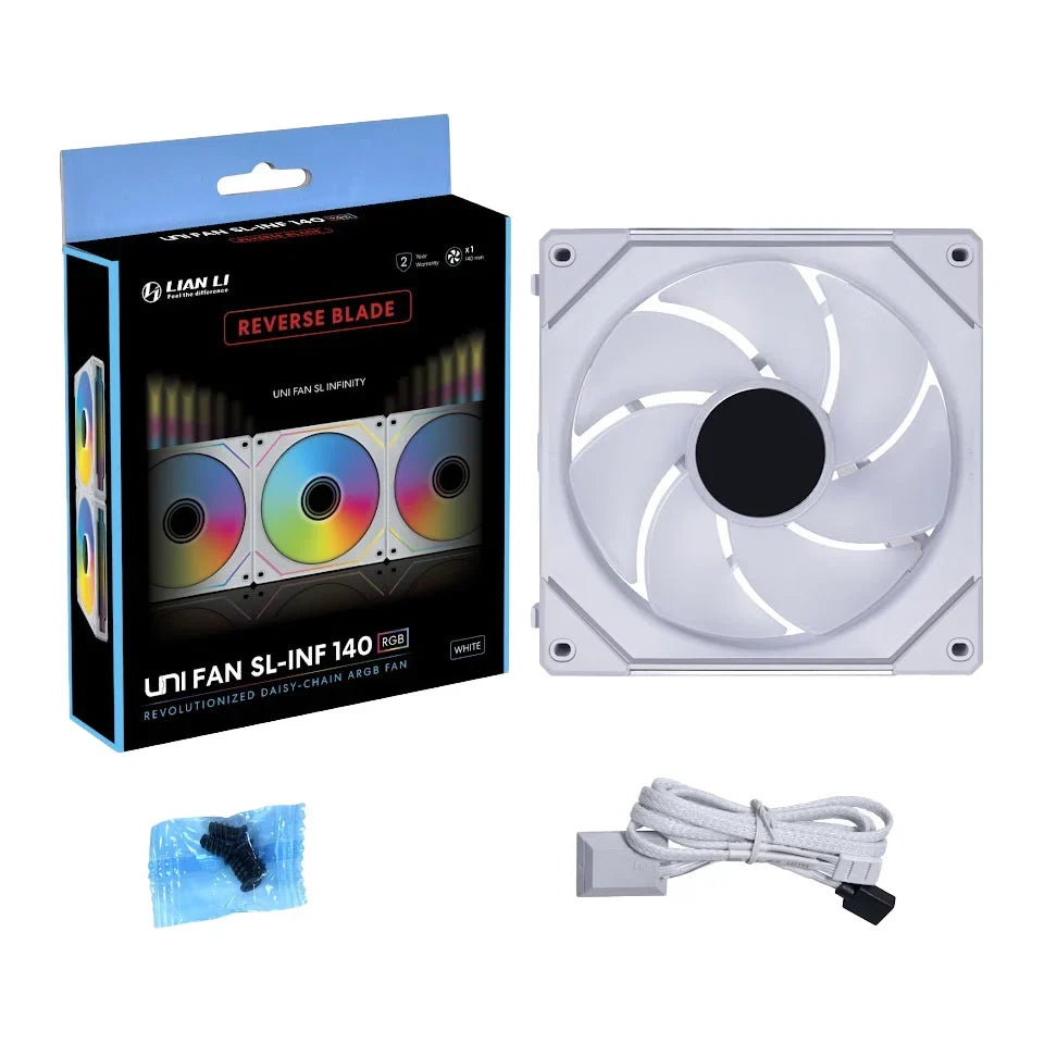 Lian-Li UNI FAN SL140 INF Reverse Blade Addressable RGB White 140mm Fan