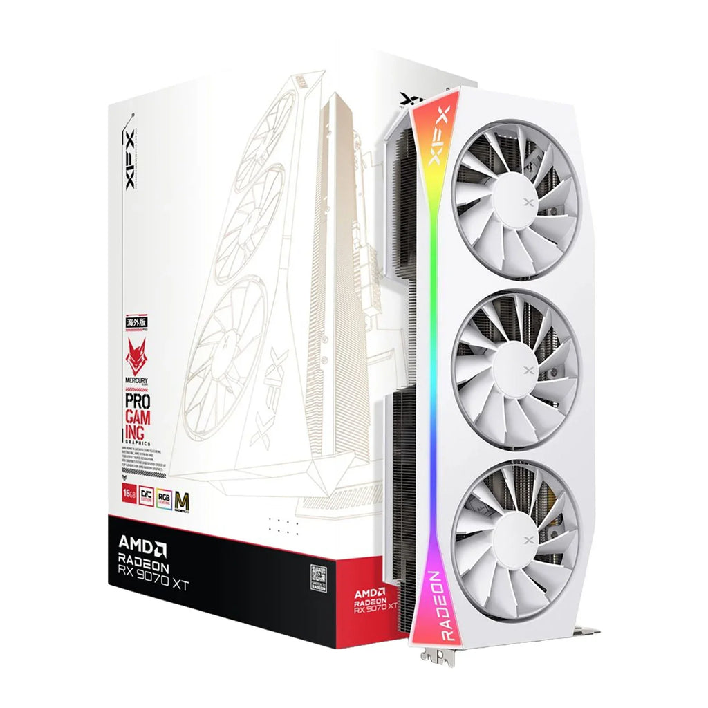 XFX RX 9070 XT Mercury OC White Magnetic Air Edition RGB 16GB Graphics Card