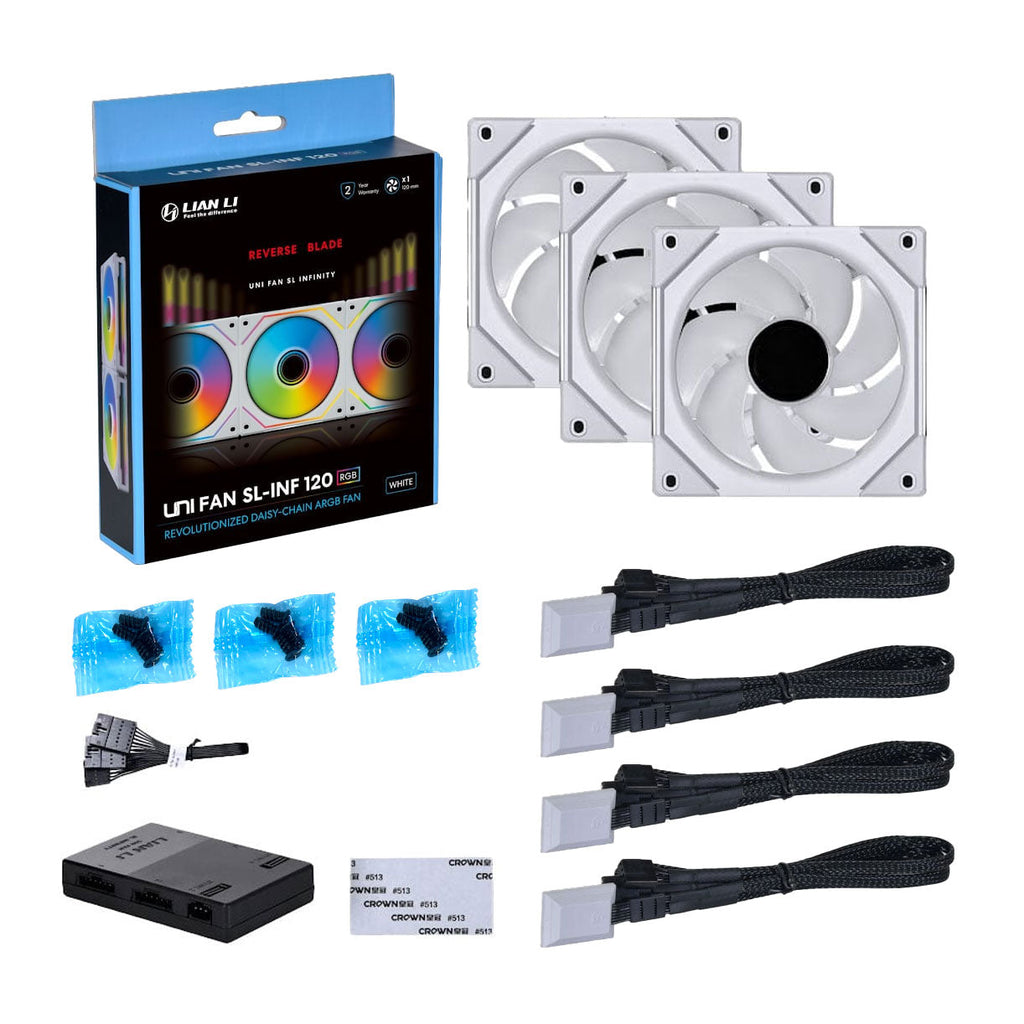 Lian-Li UNI FAN SL120 INF Reverse Blade A-RGB White 120mm Triple Pack