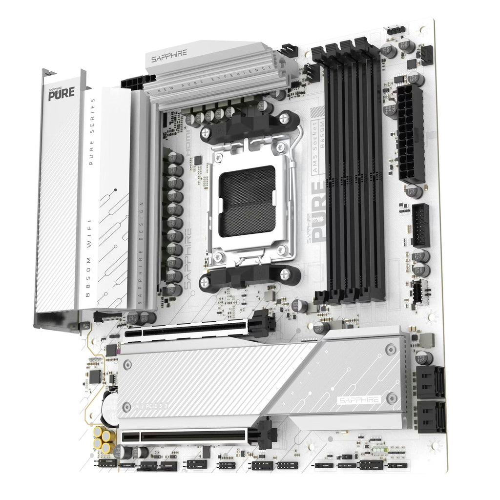 SAPPHIRE Pure B850M WiFi White mATX AM5 Motherboard