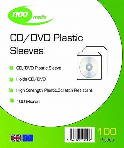 NEO 100 MICRON CD/DVD SLEEVES 100 PACK