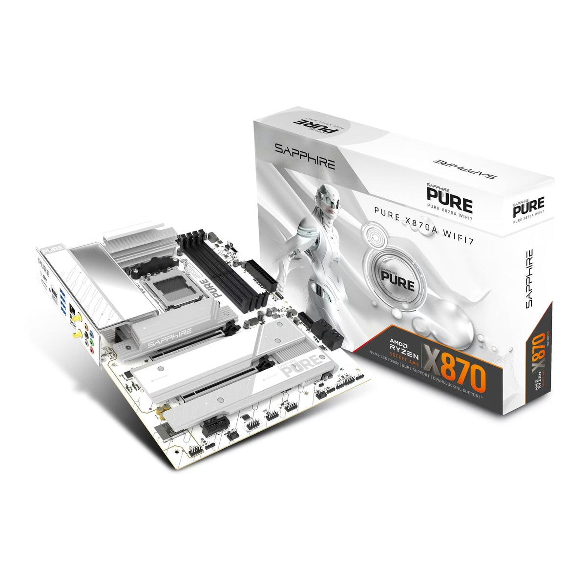 SAPPHIRE Pure X870A WiFi 7 White ATX AM5 Motherboard
