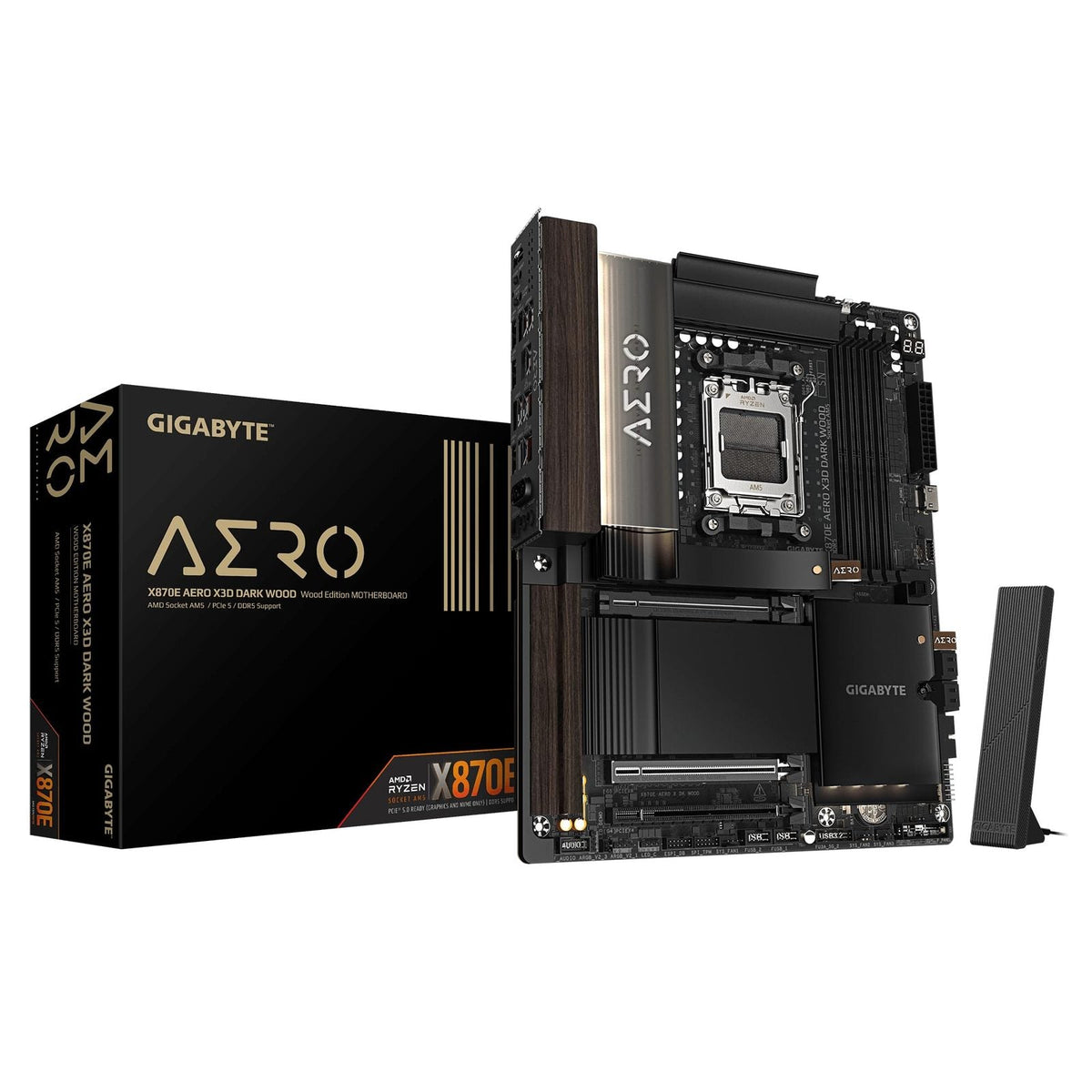 Gigabyte AERO X870E X3D DARK WOOD WIFI7 ATX AM5 Motherboard