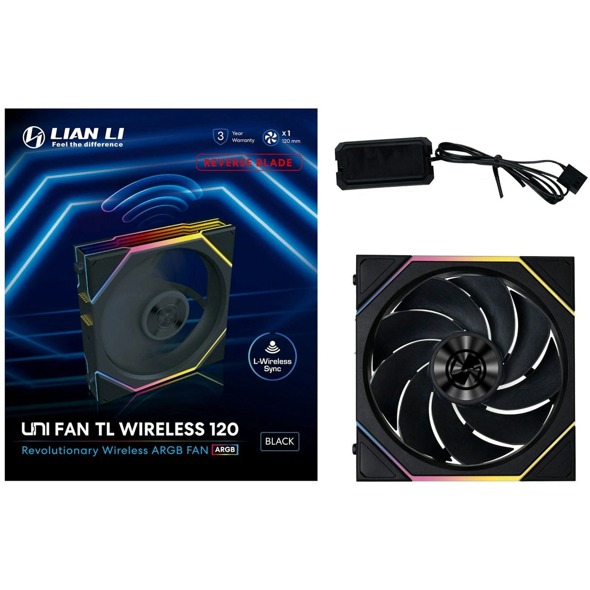 Lian-Li UNI FAN TL120 Wireless Reverse ARGB Black 120mm Fan
