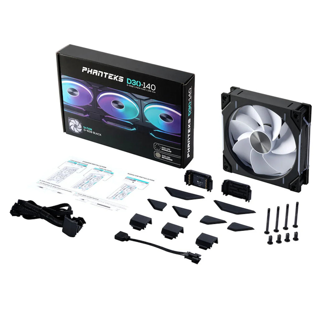 Phanteks D30 Black Reverse Airflow D-RGB 140mm PWM Fan