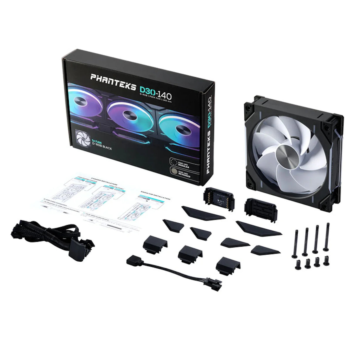 Phanteks D30 Black Reverse Airflow D-RGB 140mm PWM Fan