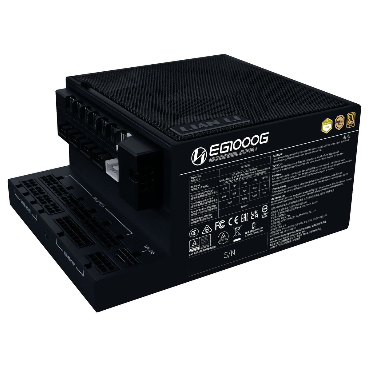 1000W Lian Li Edge ATX 3.1 Gold Modular PSU Black
