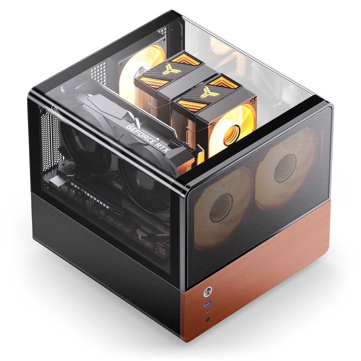 Jonsbo V12 Black TG Wood Micro-ATX PC Case