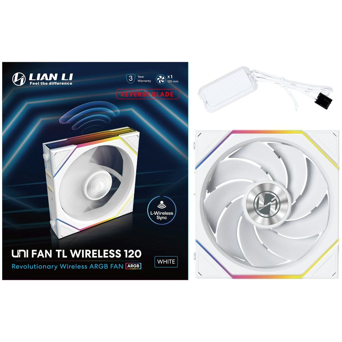 Lian-Li UNI FAN TL120 Wireless Reverse ARGB White 120mm Fan
