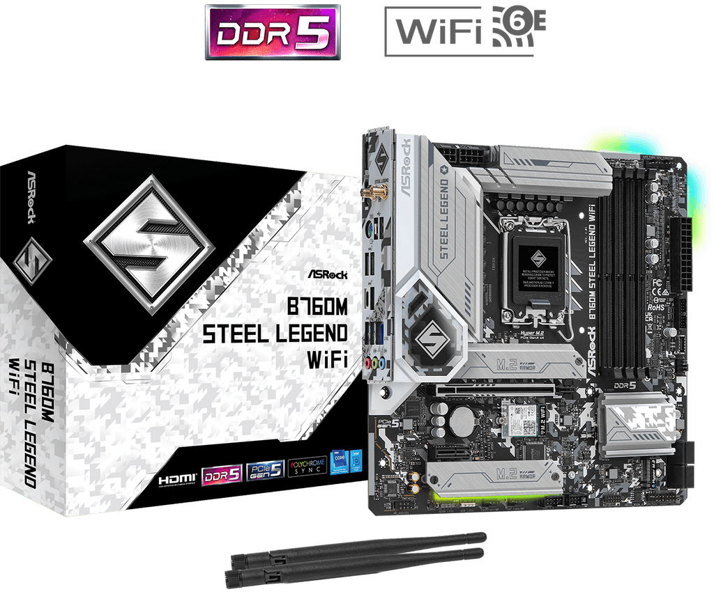 ASRock B760M Steel Legend WIFI DDR5 mATX LGA1700 Motherboard