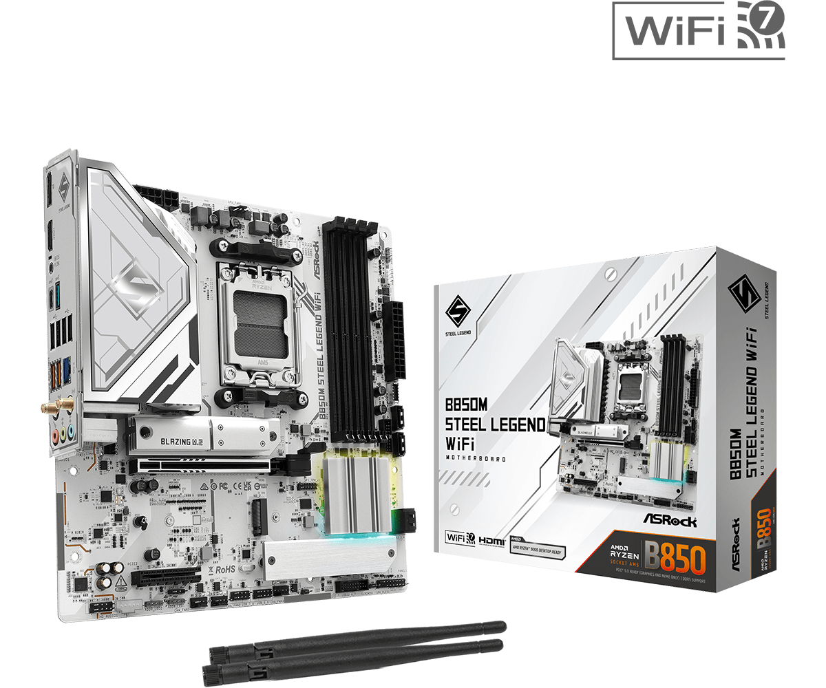ASRock B850M Steel Legend WiFi Micro-ATX AM5 Motherboard