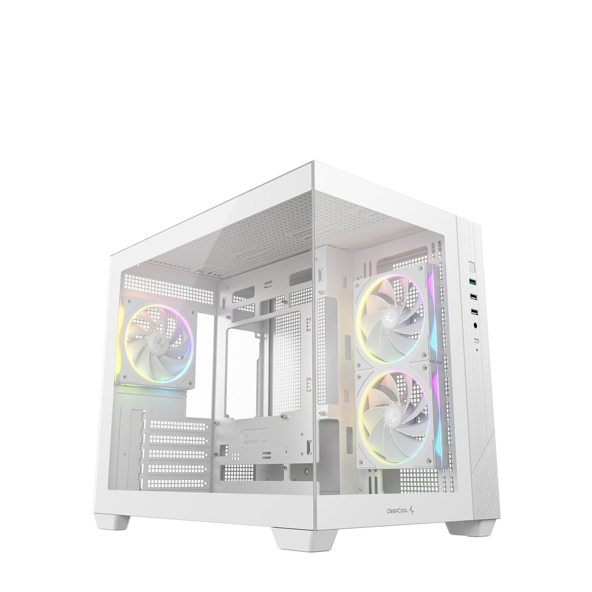 DeepCool CG330 3F ARGB White Dual-Chamber Micro-ATX Tower Case
