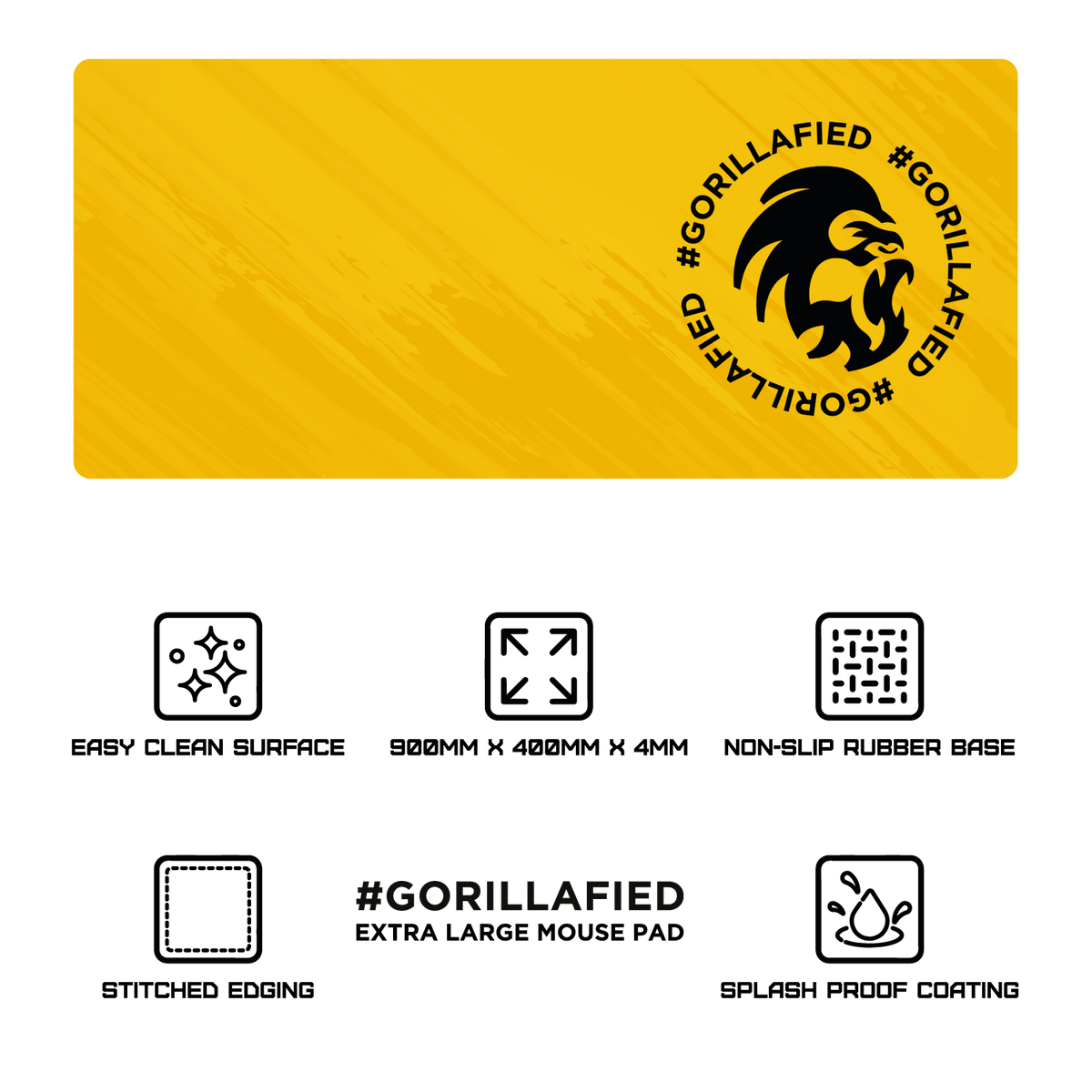 Gorilla Gaming Extra Large Mouse Pad V4 Yellow
