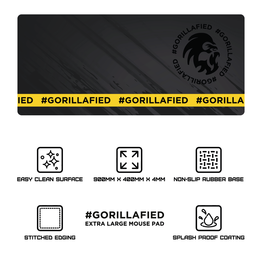 Gorilla Gaming Extra Large Mouse Pad V3 Black/Yellow