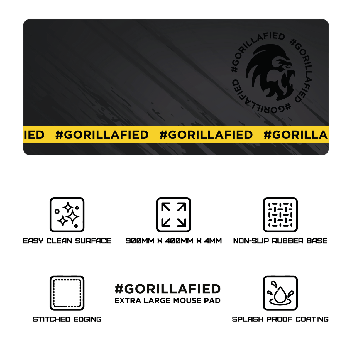 Gorilla Gaming Extra Large Mouse Pad V3 Black/Yellow