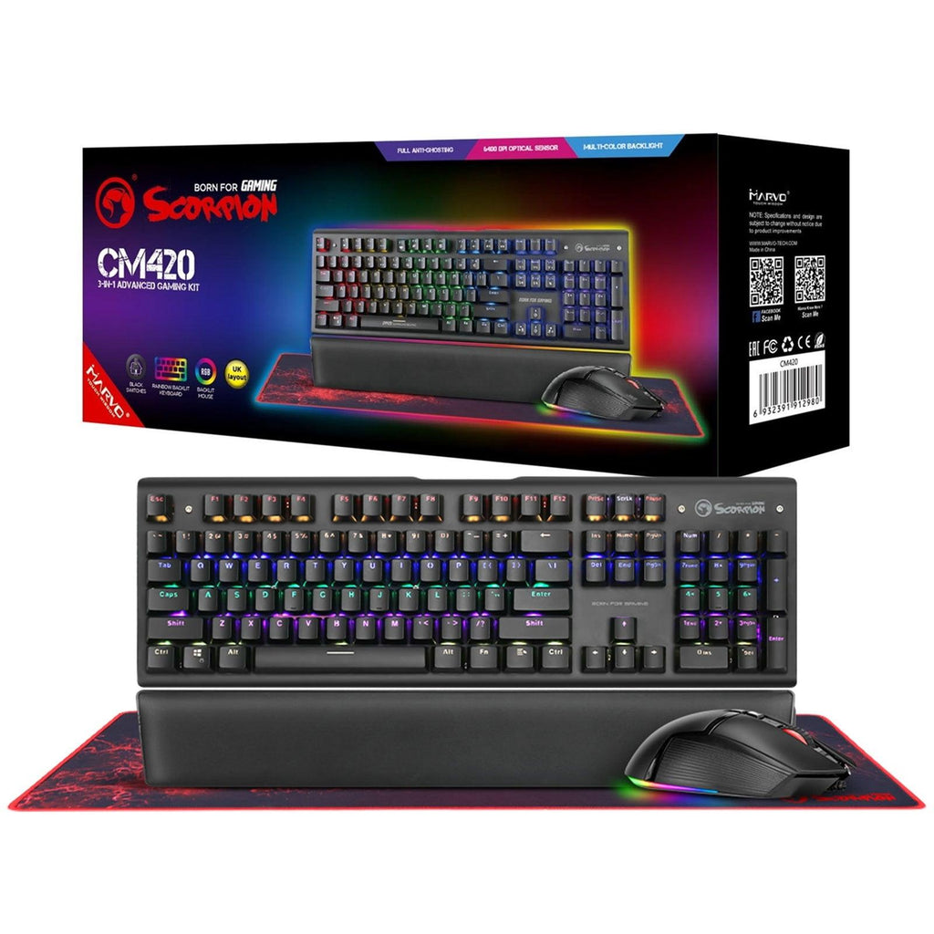 Marvo Scorpion CM420 3-in-1 Keyboard Mouse & Mouse Mat Bundle