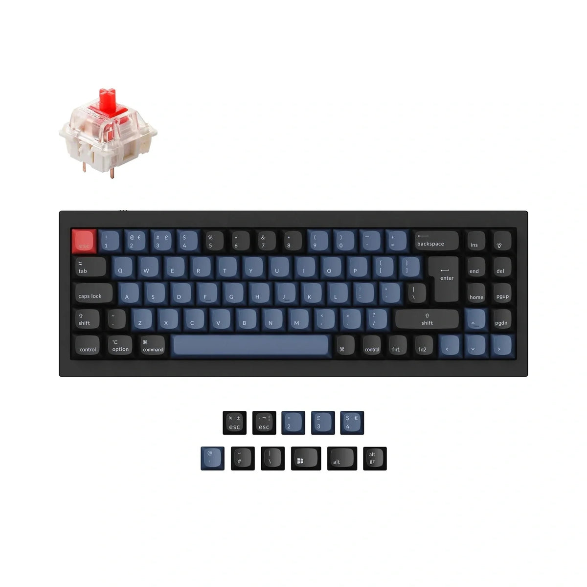 Keychron Q7 Carbon Black RGB 70% ISO UK Gateron G Pro Red