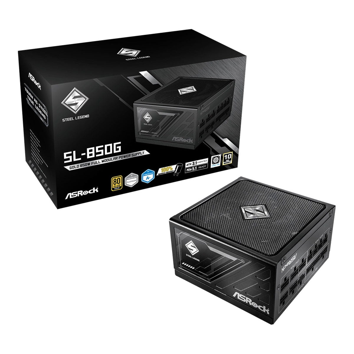 850W ASRock Steel Legend Dark SL-850G ATX 3.1 Gold Fully Modular PSU