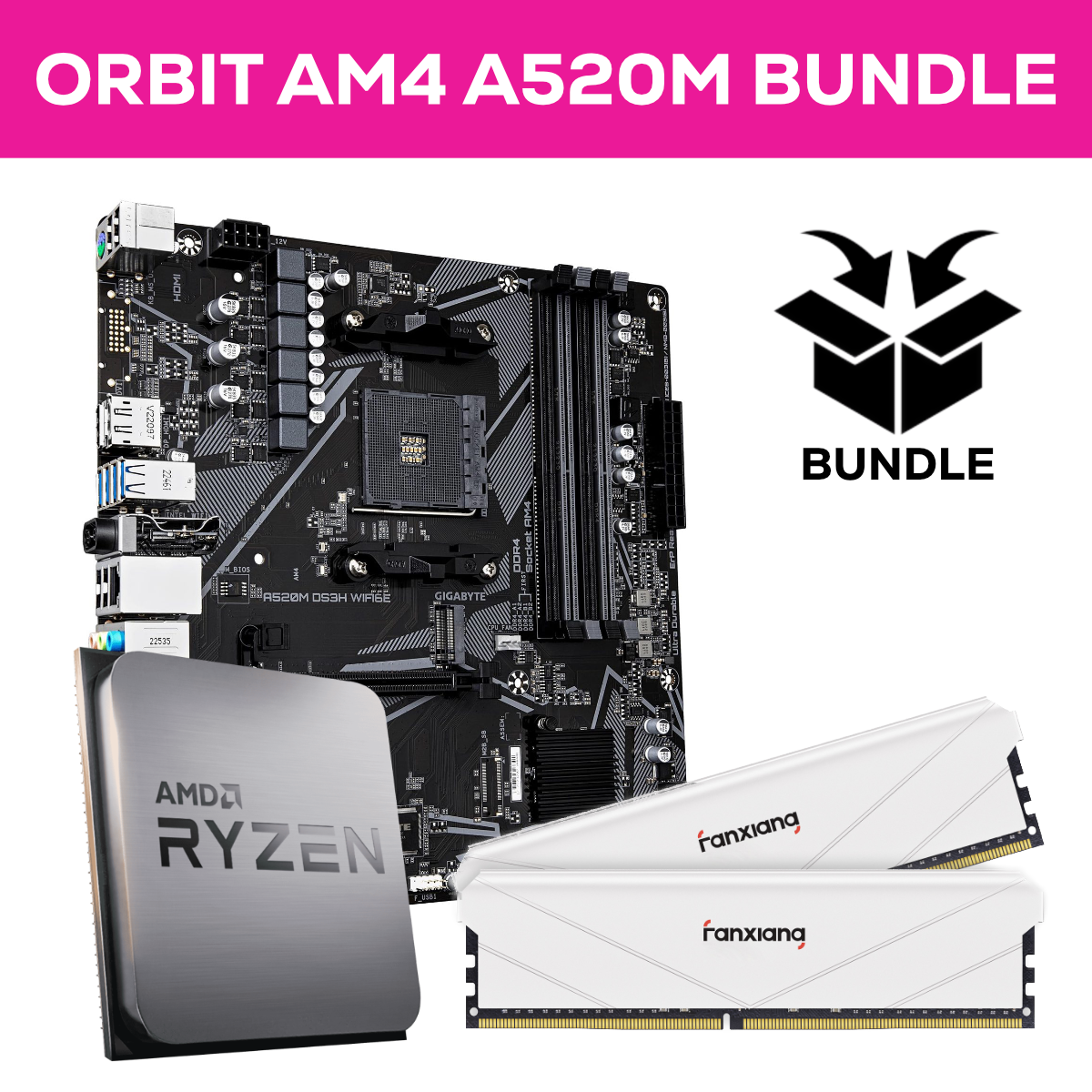 Orbit Ryzen AM4 Bundle - 32GB (2x16GB) 3200MHz DDR4 RAM & Gigabyte A520M DS3H WIFI6E