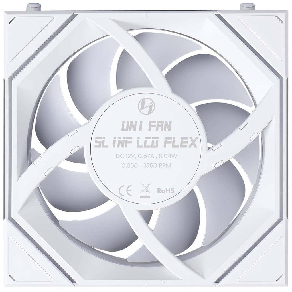 Lian Li UNI FAN SLINF LCD FLEX Reverse 120mm Triple Fan Pack - White