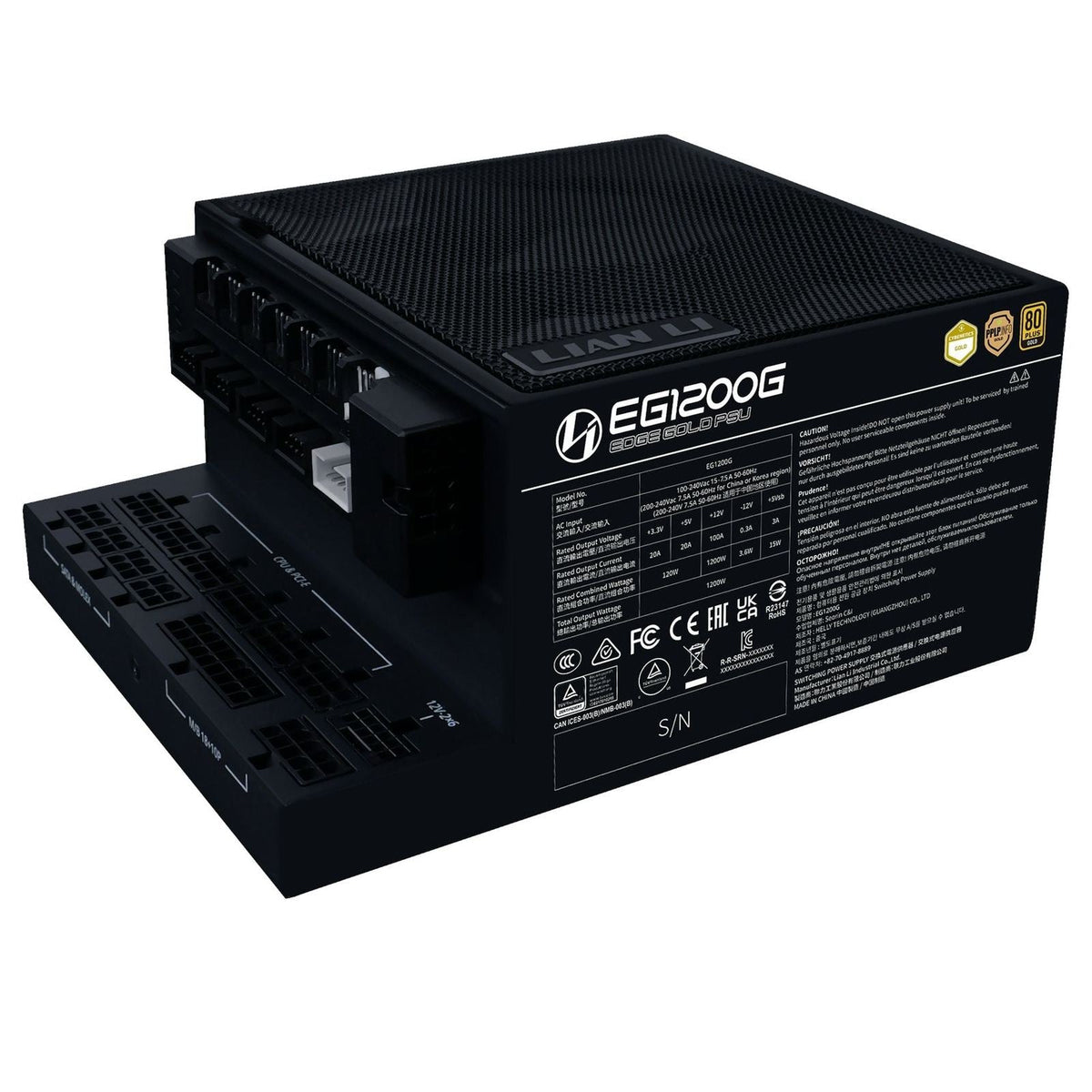 1200W Lian Li Edge ATX 3.1 Gold Modular PSU Black