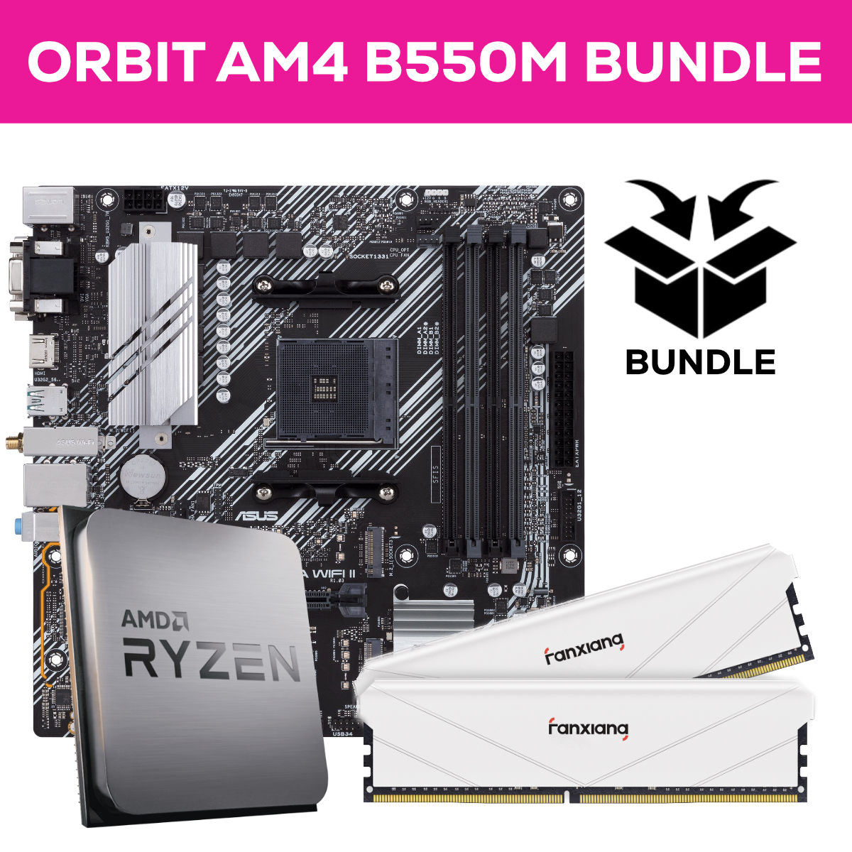 Orbit Ryzen AM4 Bundle - 32GB (2x16GB) 3200MHz DDR4 RAM & ASUS B550M-A Prime WIFI II