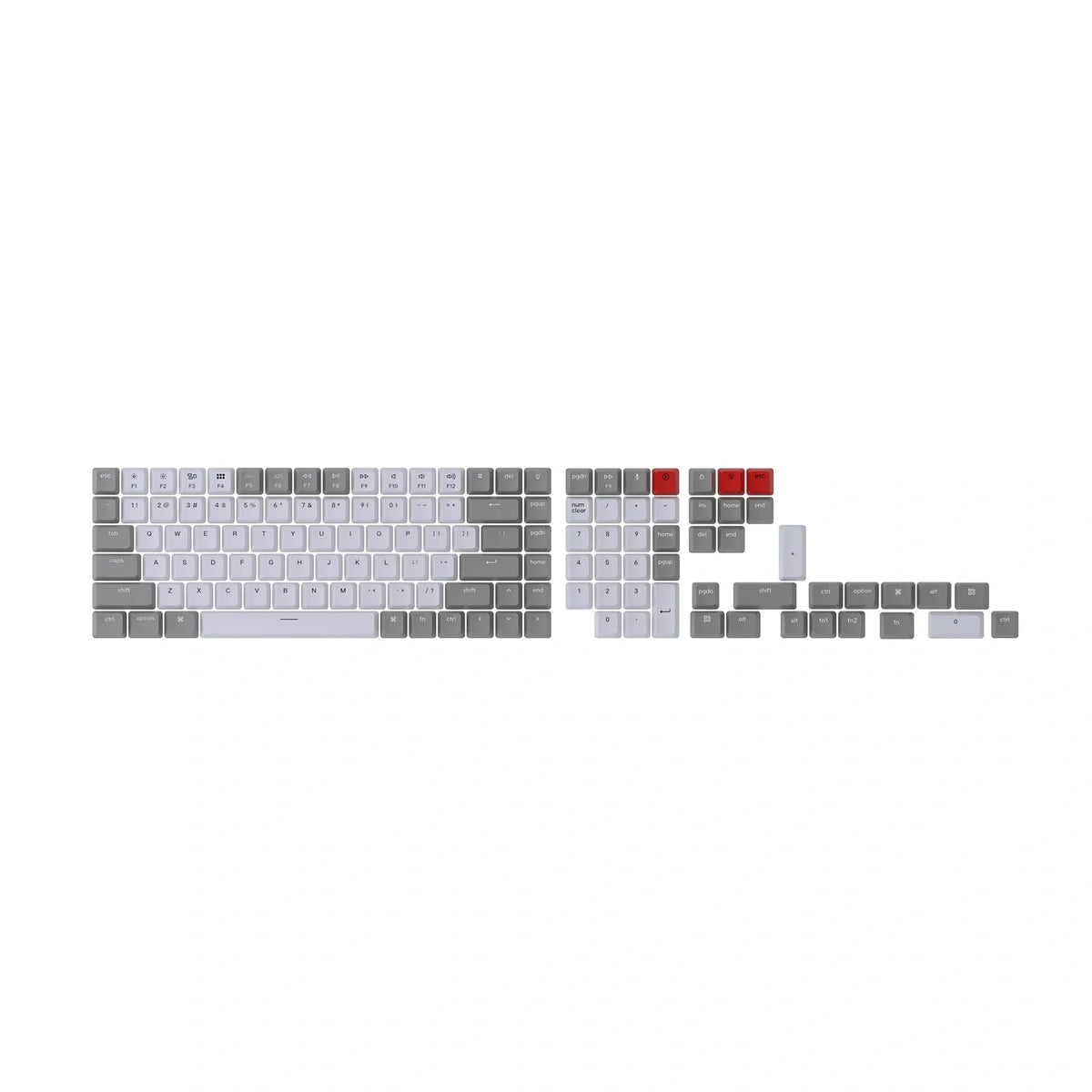 Keychron Grey and White OEM ANSI Doubleshot ABS Keycap Set