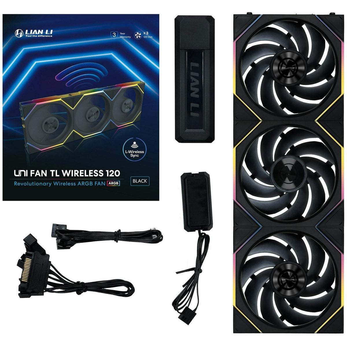 Lian-Li UNI FAN TL120 Wireless ARGB Black 120mm Triple Pack