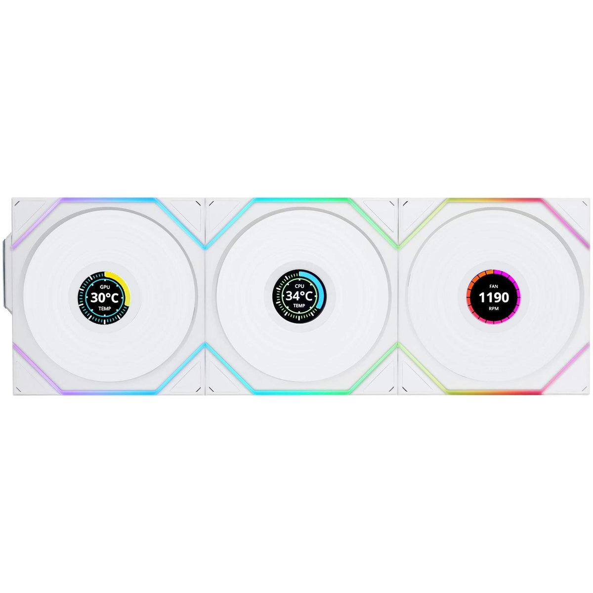 Lian-Li UNI FAN TL120 LCD Wireless ARGB White 120mm Triple Pack