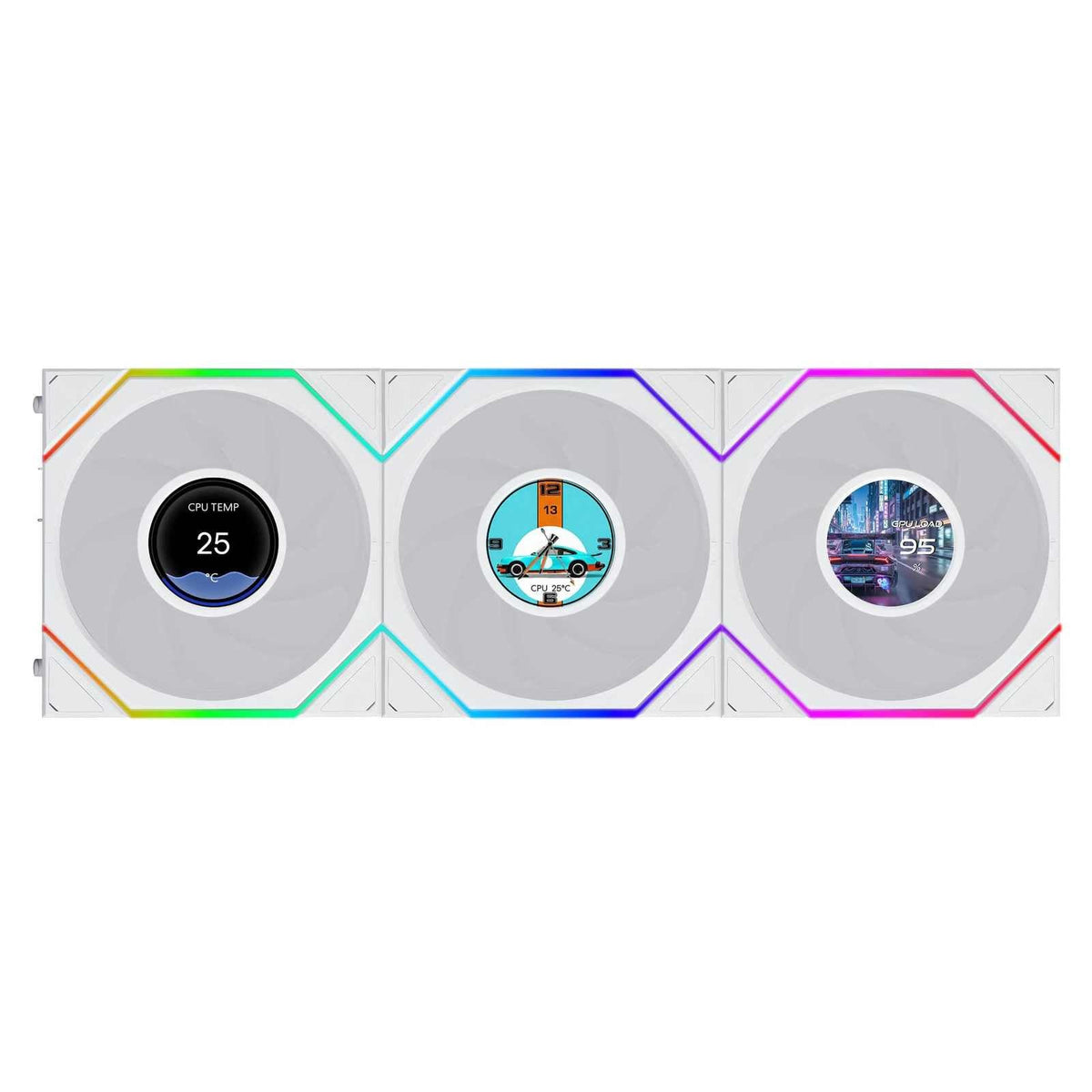 Lian Li UNI FAN TL LCD FLEX Reverse 120mm Triple Fan Pack - White